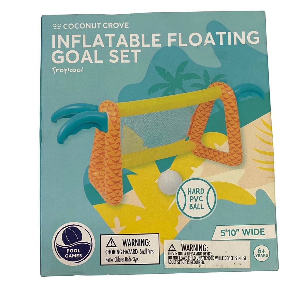 Coconut Grove Inflatable Floating Goal Set Summer Pool Games 5’10” Wide 6+ Years